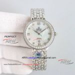 AAA Copy Omega De Ville Pearl Shell Diamond Bezel Silver Stainless Steel Women's Watch (1)_th.jpg